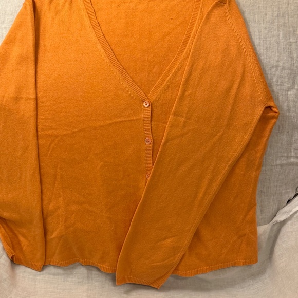 LLBean silk/cashmere orange cardigan sweater - Picture 5 of 6